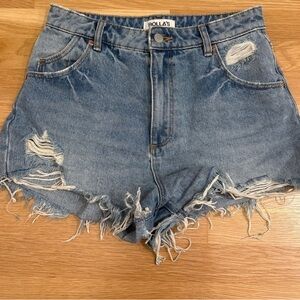 Denim Frayed Hem Women Shorts